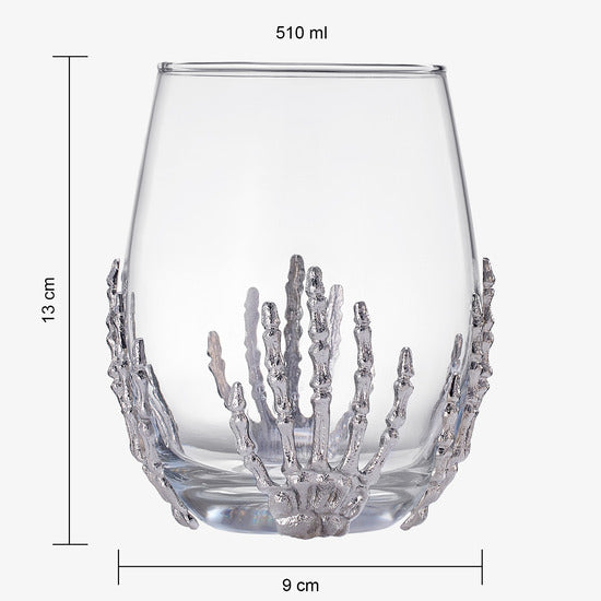 Stemless Skeleton Wine Glass 17oz Set of 2