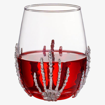 Stemless Skeleton Wine Glass 17oz Set of 2