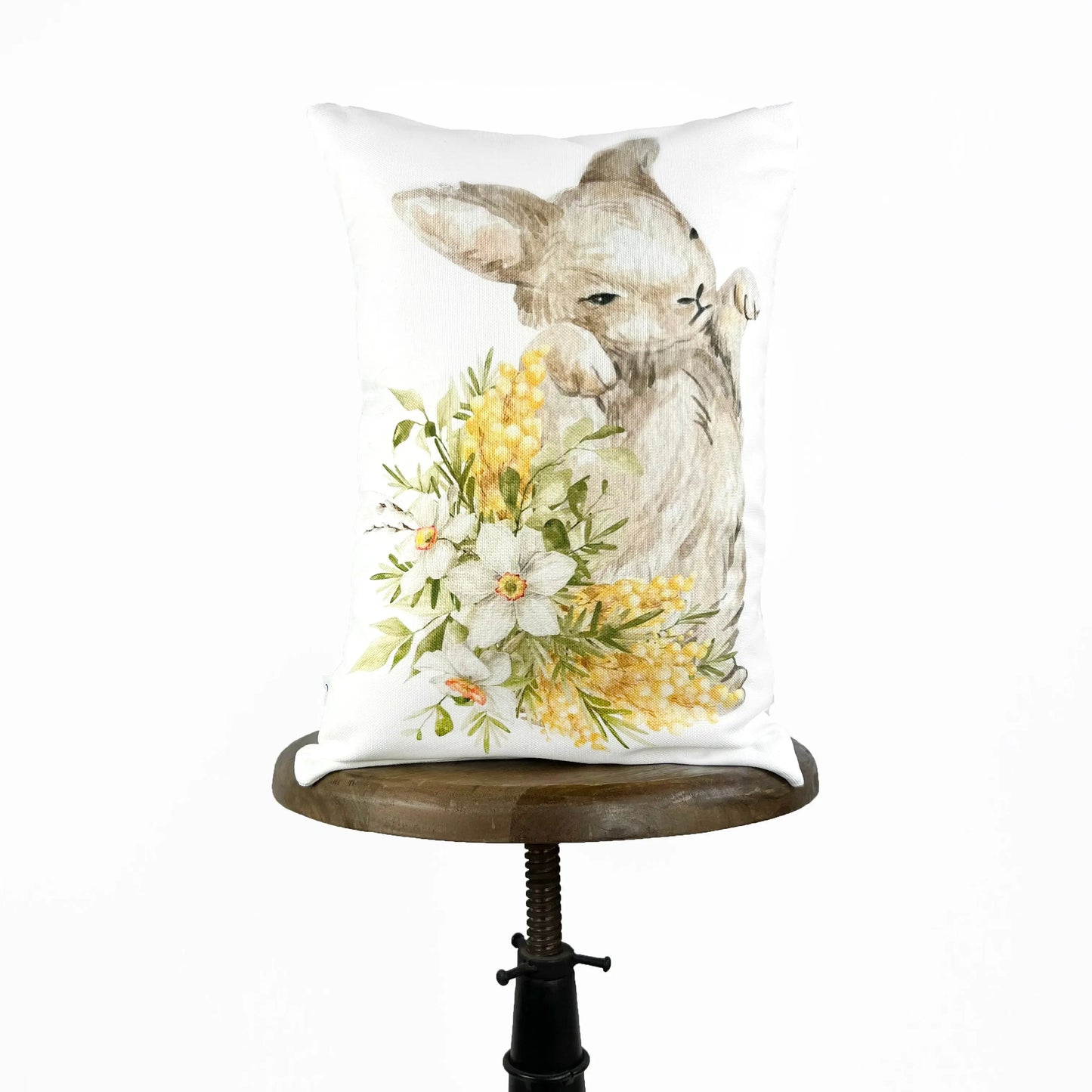 Baby Rabbit Spring Bloom Throw Pillow