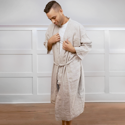 Melange Linen Bathrobe