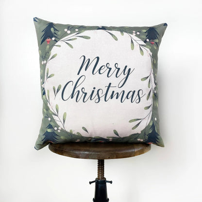 Beige Merry Christmas Throw Pillow