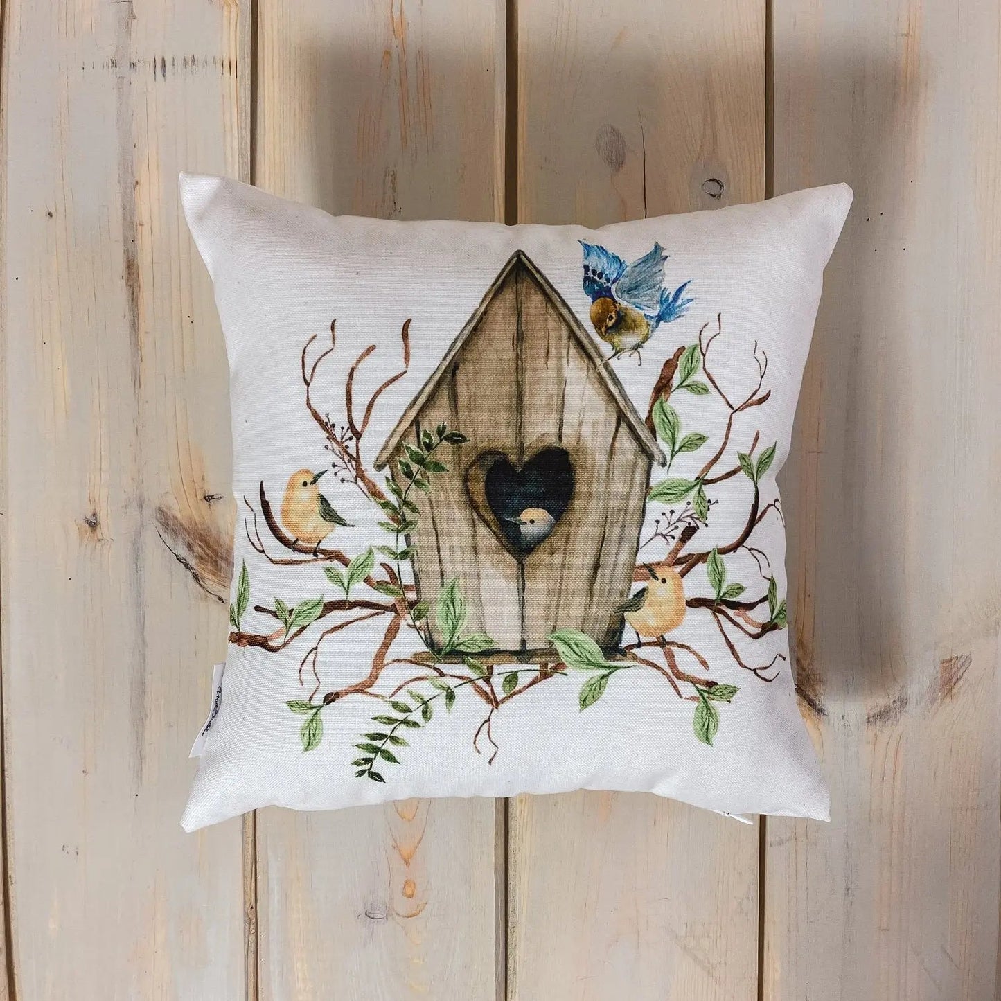 Bird House Throw Pillow