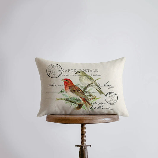 Birds Postcard Throw Pillow