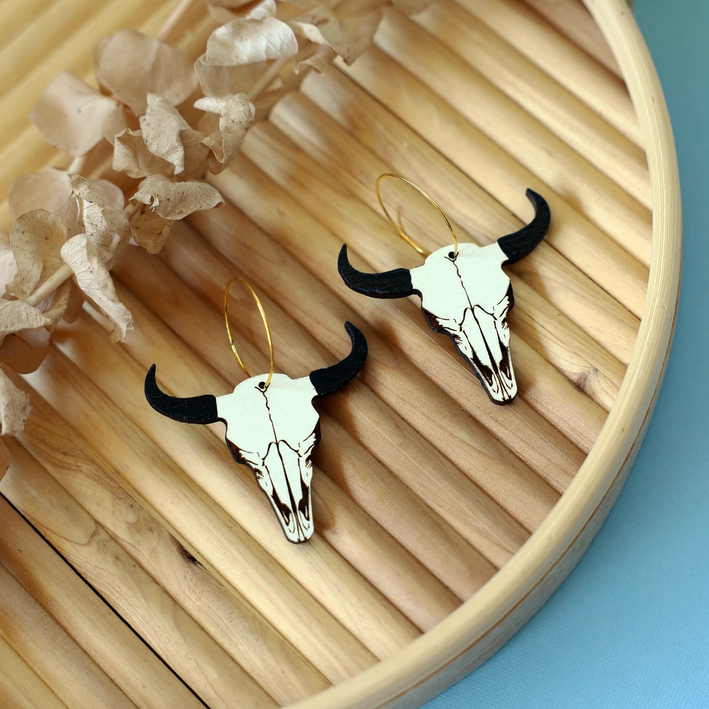 Bison Skull Hoops by LE CHIC MIAMI