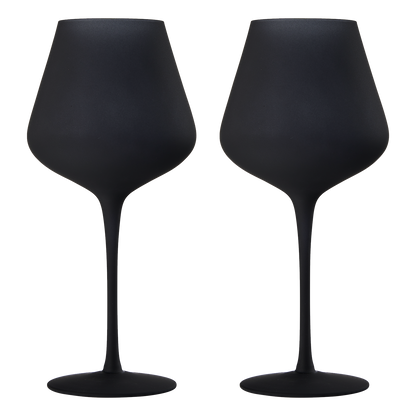 Matte Black Crystal Wine Glass Set of 2