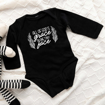 All Of God's Grace In One Tiny Face | Baby Long Sleeve Onesie by The Juniper Shop