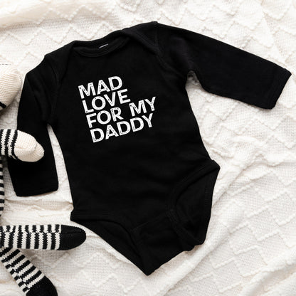 Mad Love For My Daddy Distressed Baby Long Sleeve Onesie
