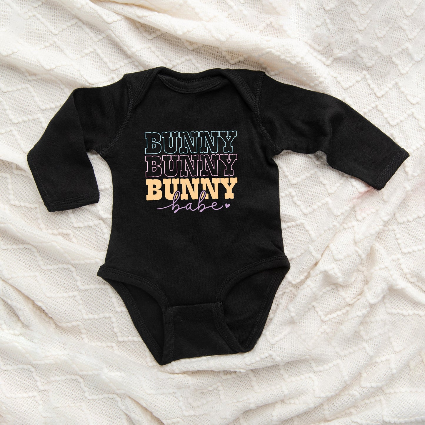 Bunny Babe Cursive Baby Long Sleeve Onesie