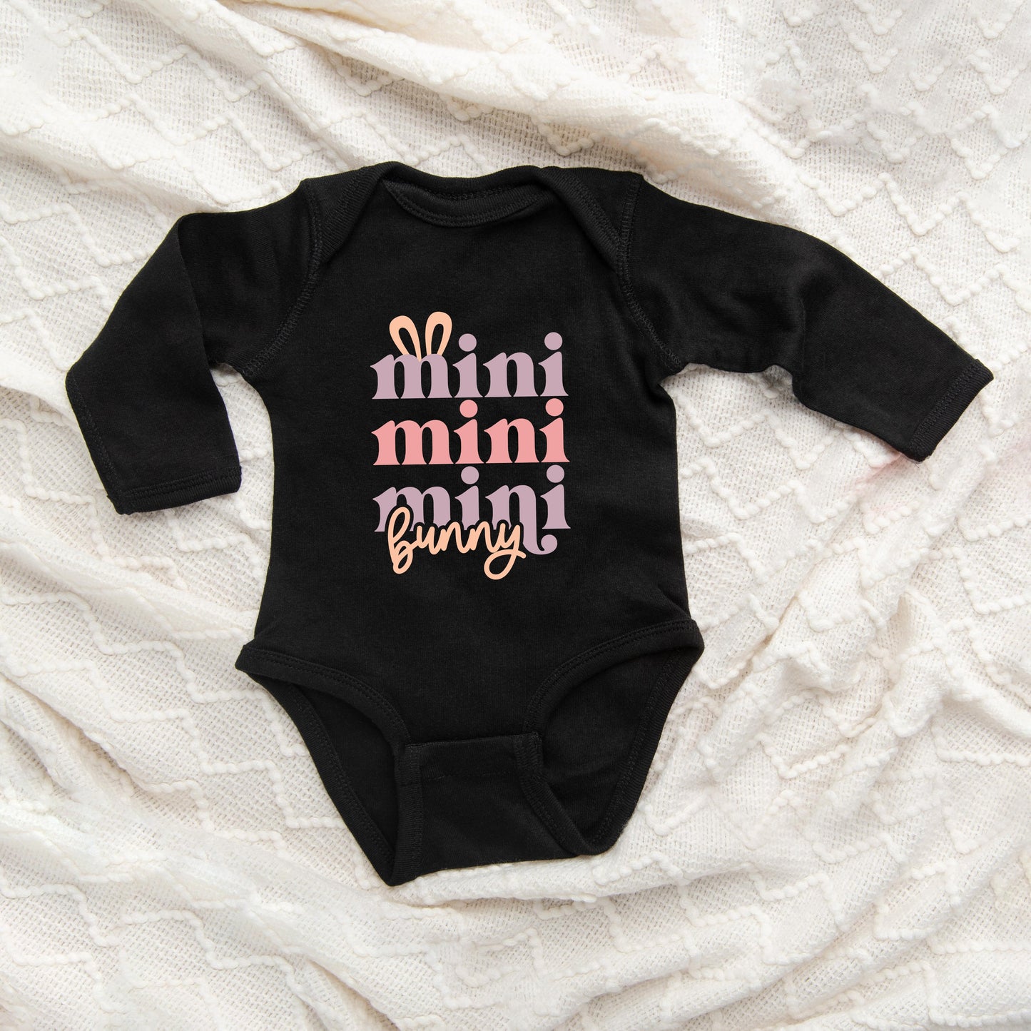 Mini Bunny Stacked Baby Long Sleeve Onesie