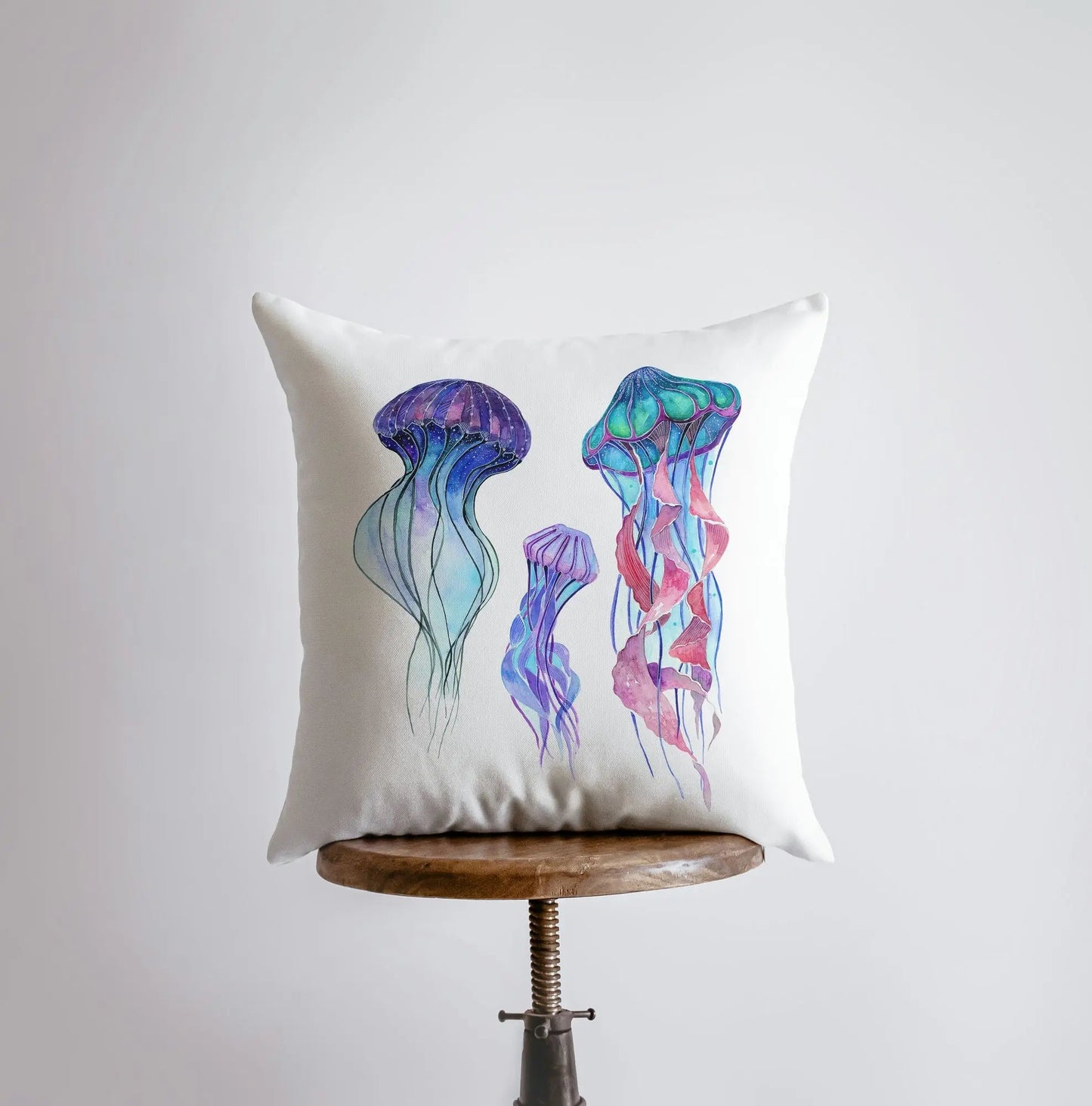 Blue Jelly Fish Throw Pillow