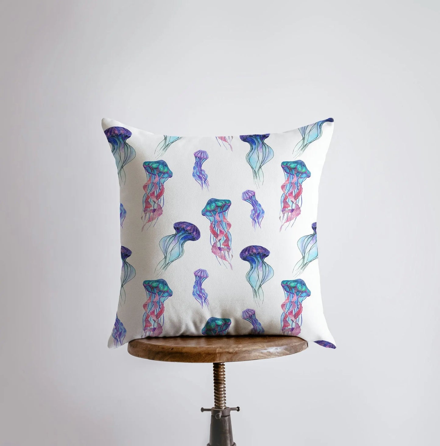 Blue Jelly Fish Throw Pillow