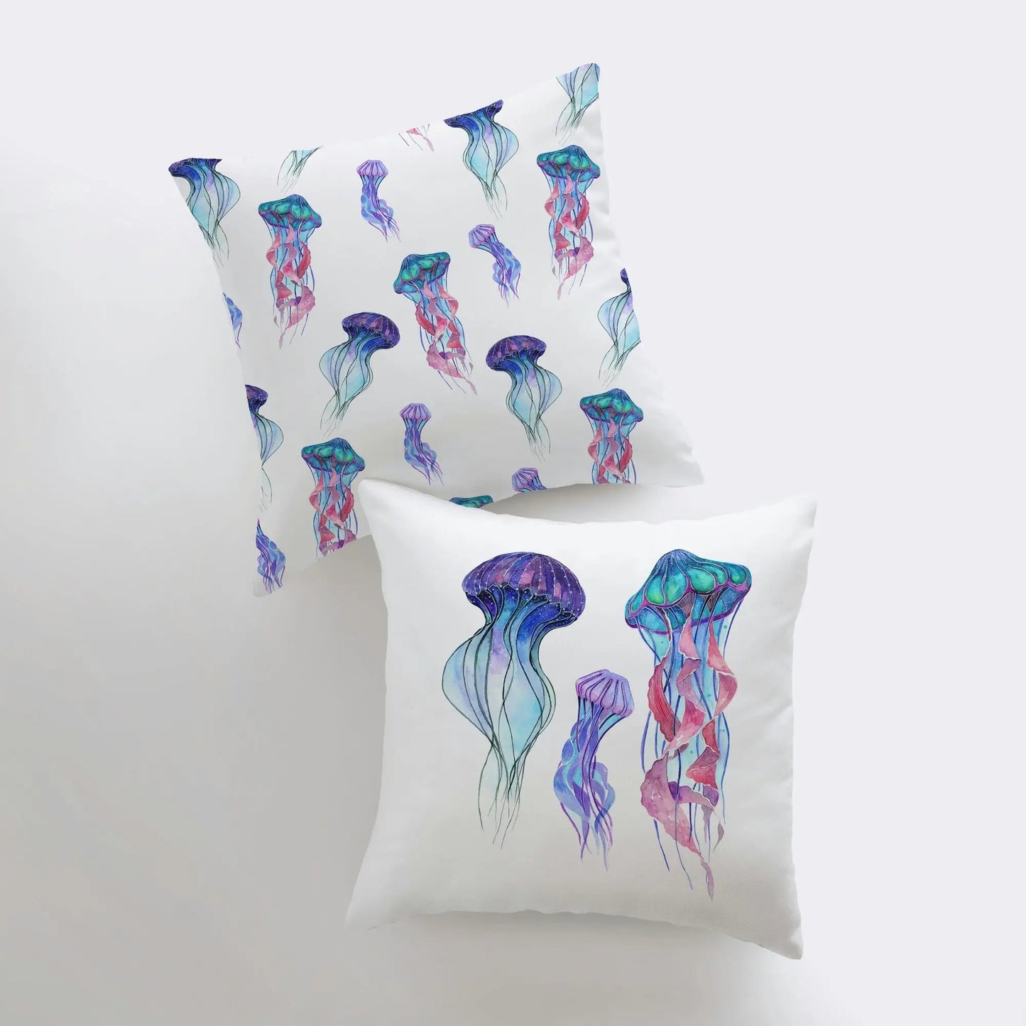 Blue Jelly Fish Throw Pillow