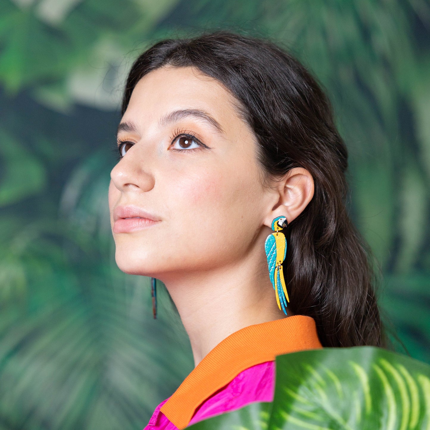 Blue Macaw Stud Dangles by LE CHIC MIAMI