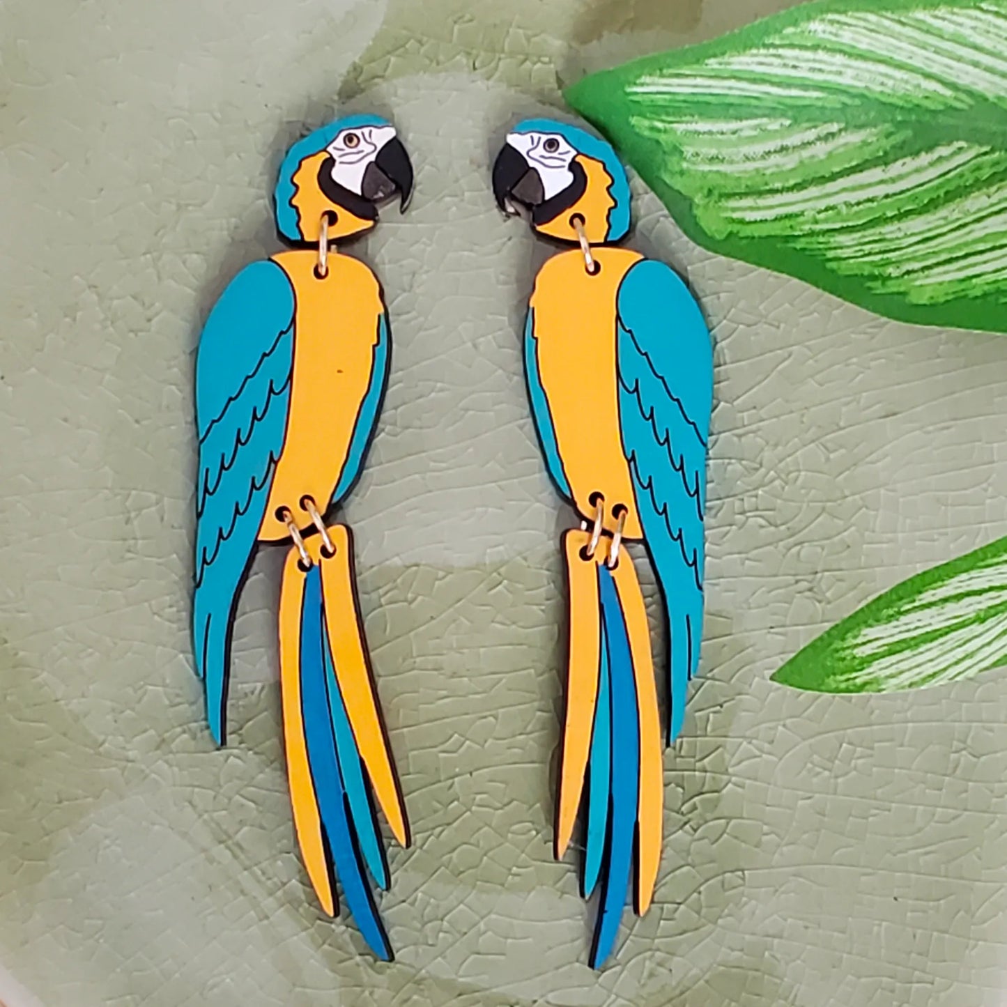 Blue Macaw Stud Dangles by LE CHIC MIAMI