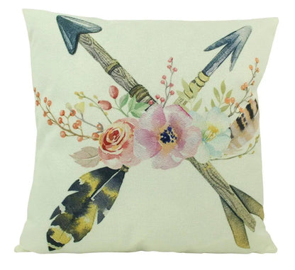 Boho Arrows and Flowers Throw Pillow