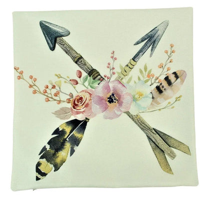 Boho Arrows and Flowers Throw Pillow