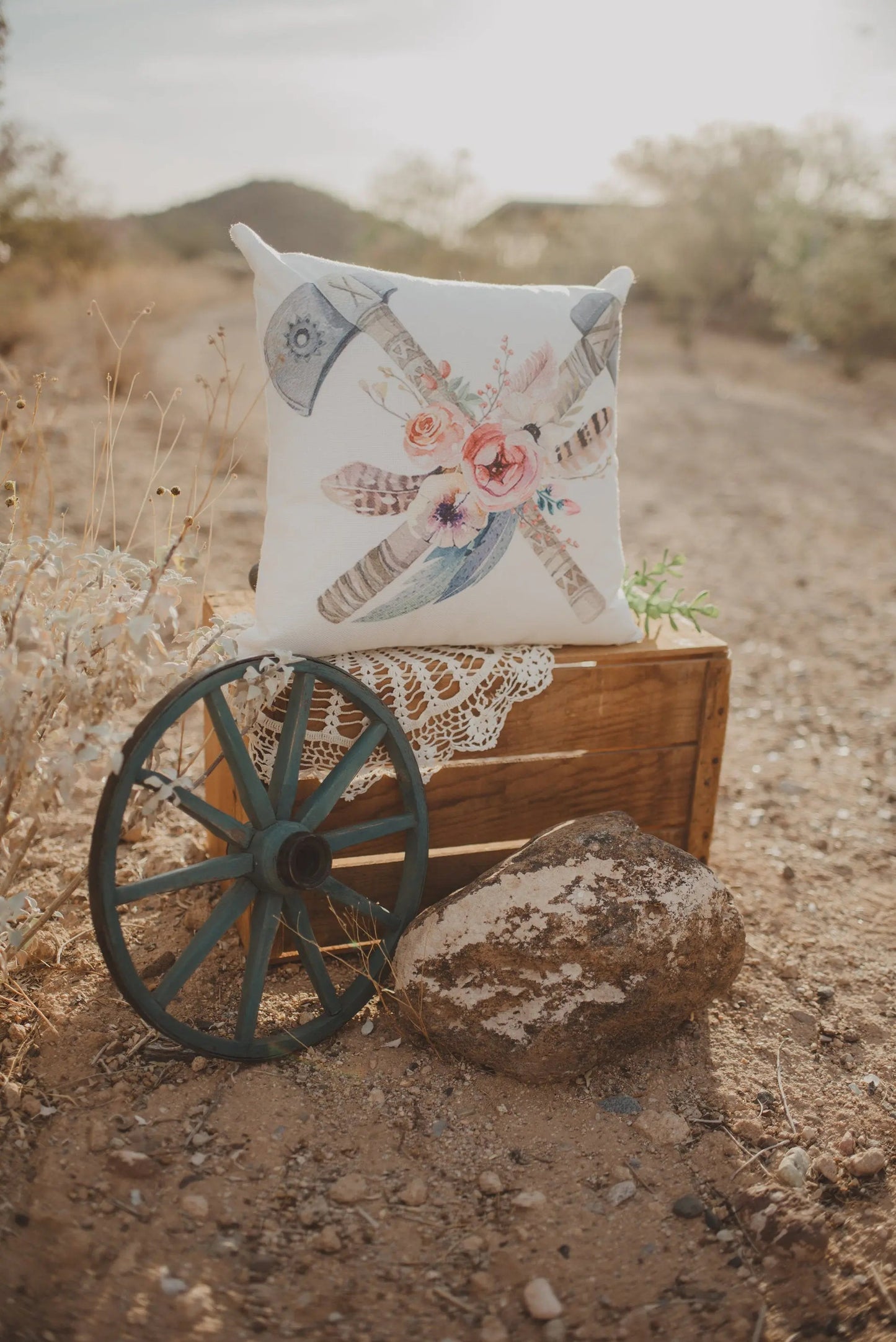 Boho Tomahawk Throw Pillow