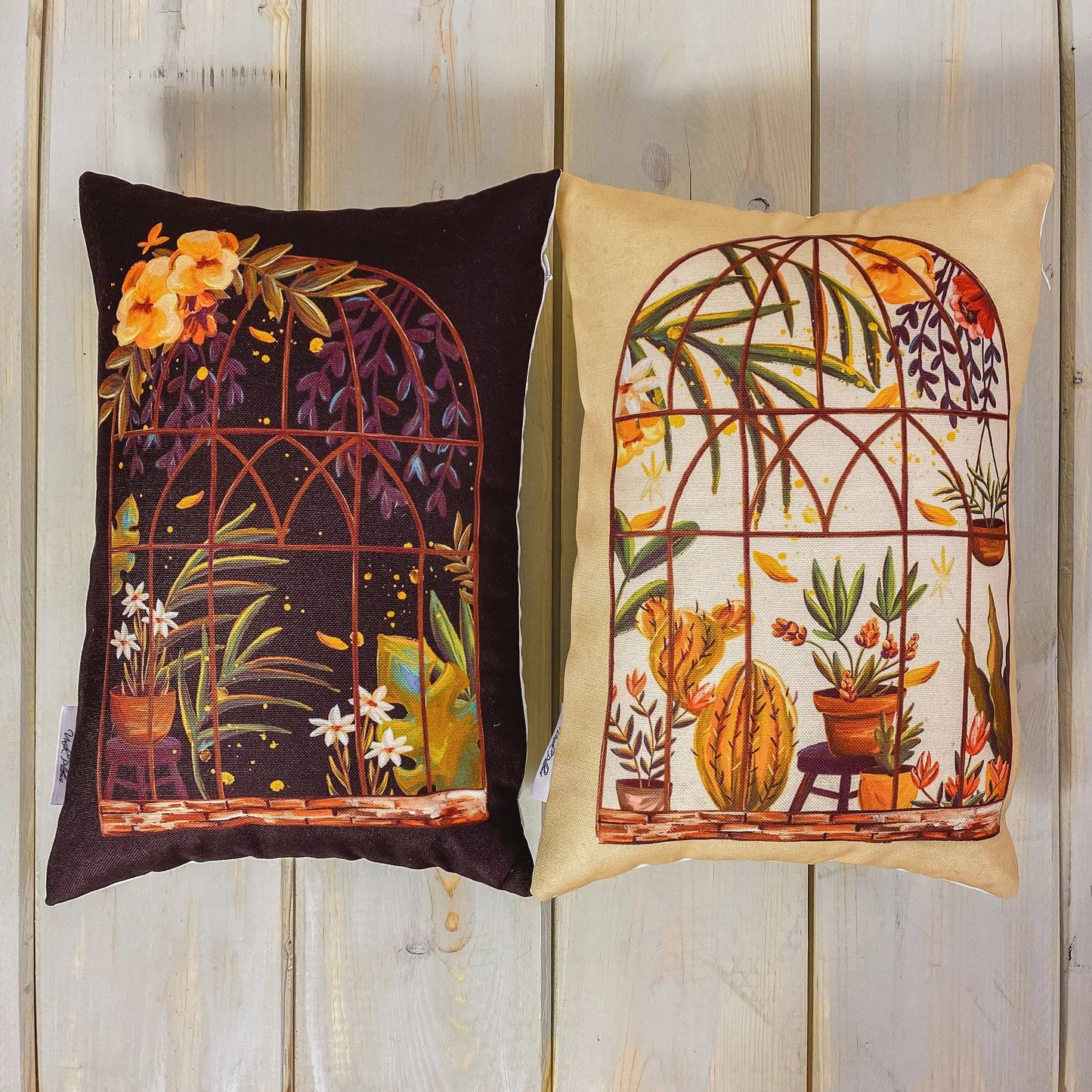 Brown Greenhouse Throw Pillow