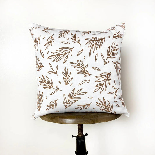 Brown Leaf Repeat Pattern Throw Pillow