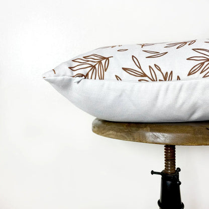 Brown Leaf Repeat Pattern Throw Pillow