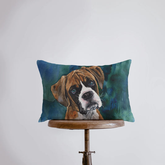 Brown Watercolor Boxer Throw Pillow