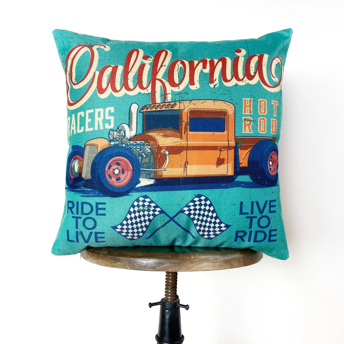 California Hot Rod Racer Throw Pillow