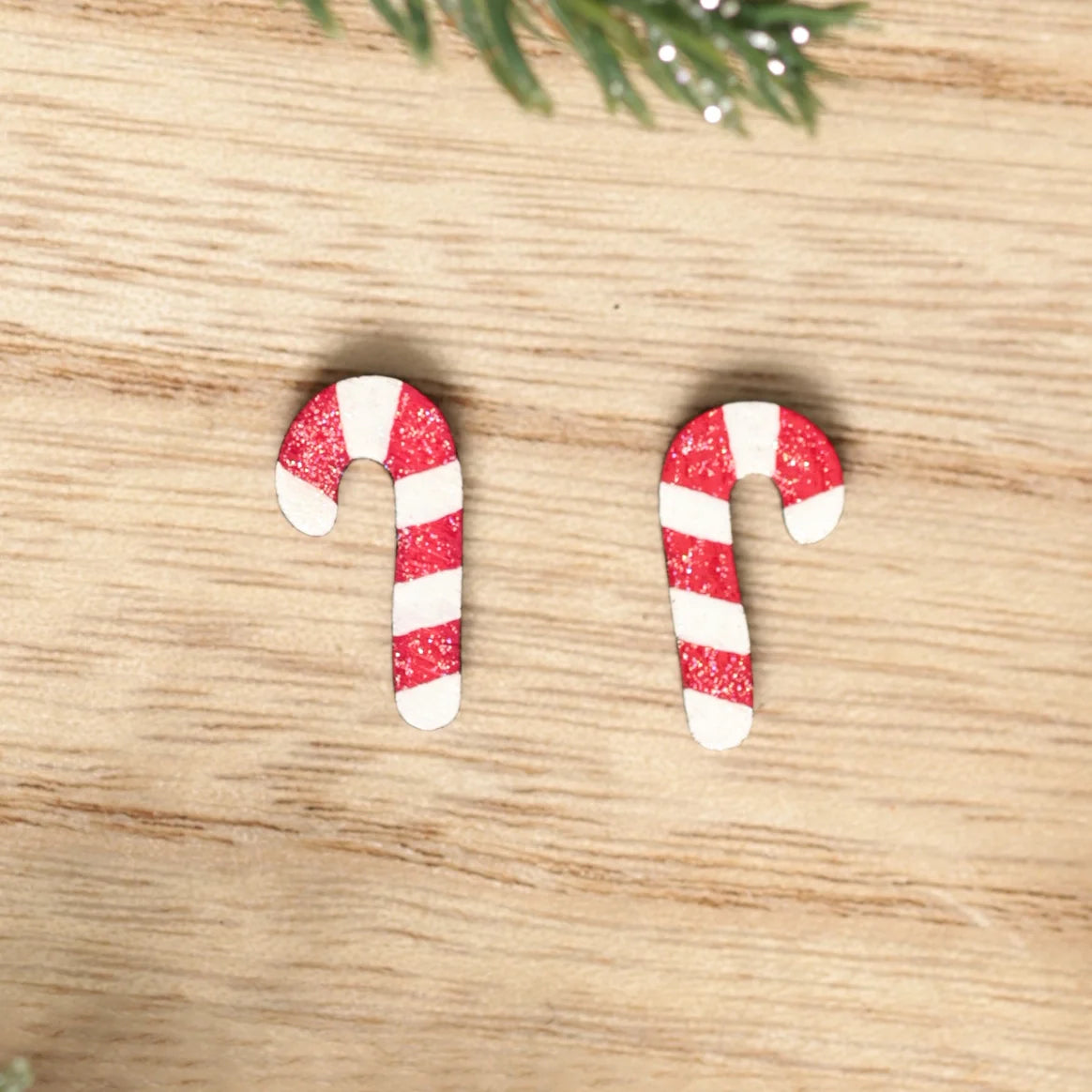 Sparkly Candy Cane Studs by LE CHIC MIAMI