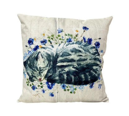 Cat Watercolour Throw Pillow