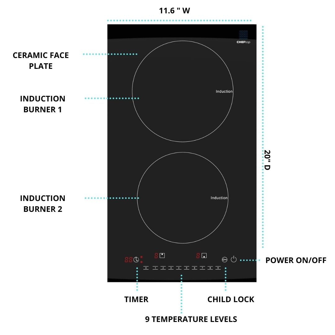 CHEFTop Pro - Dual Burner Induction Cooktop With Optional Induction Pan by Drinkpod