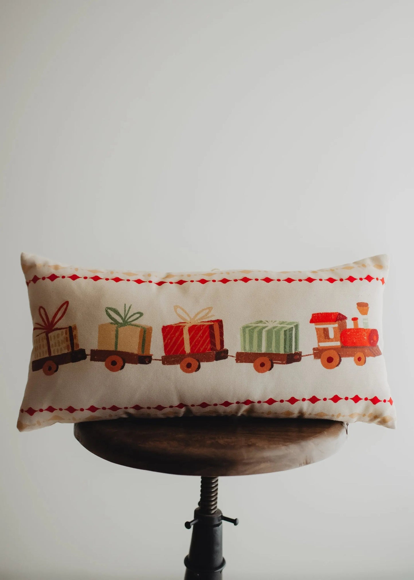 Christmas Gift Train Throw Pillow