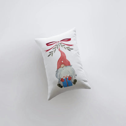 Christmas Gnome Blue Gift Throw Pillow