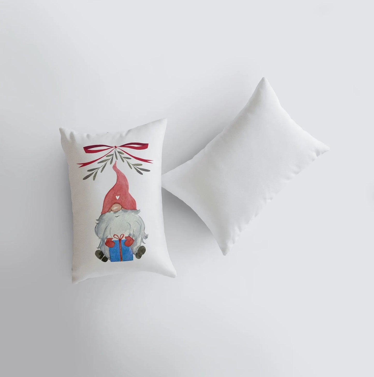 Christmas Gnome Blue Gift Throw Pillow