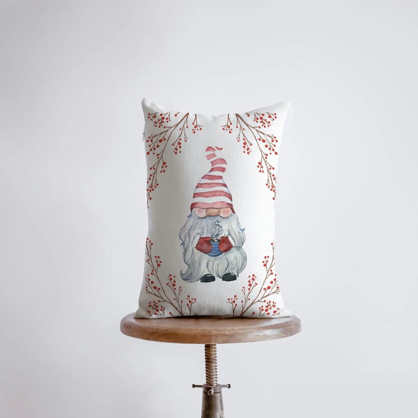 Christmas Gnome Red Stripes Throw Pillow