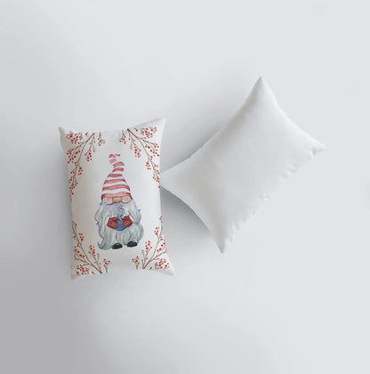 Christmas Gnome Red Stripes Throw Pillow