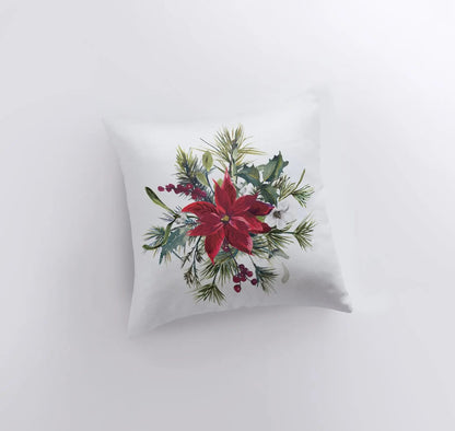 Christmas Poinsettia Repeat Pattern Throw Pillow