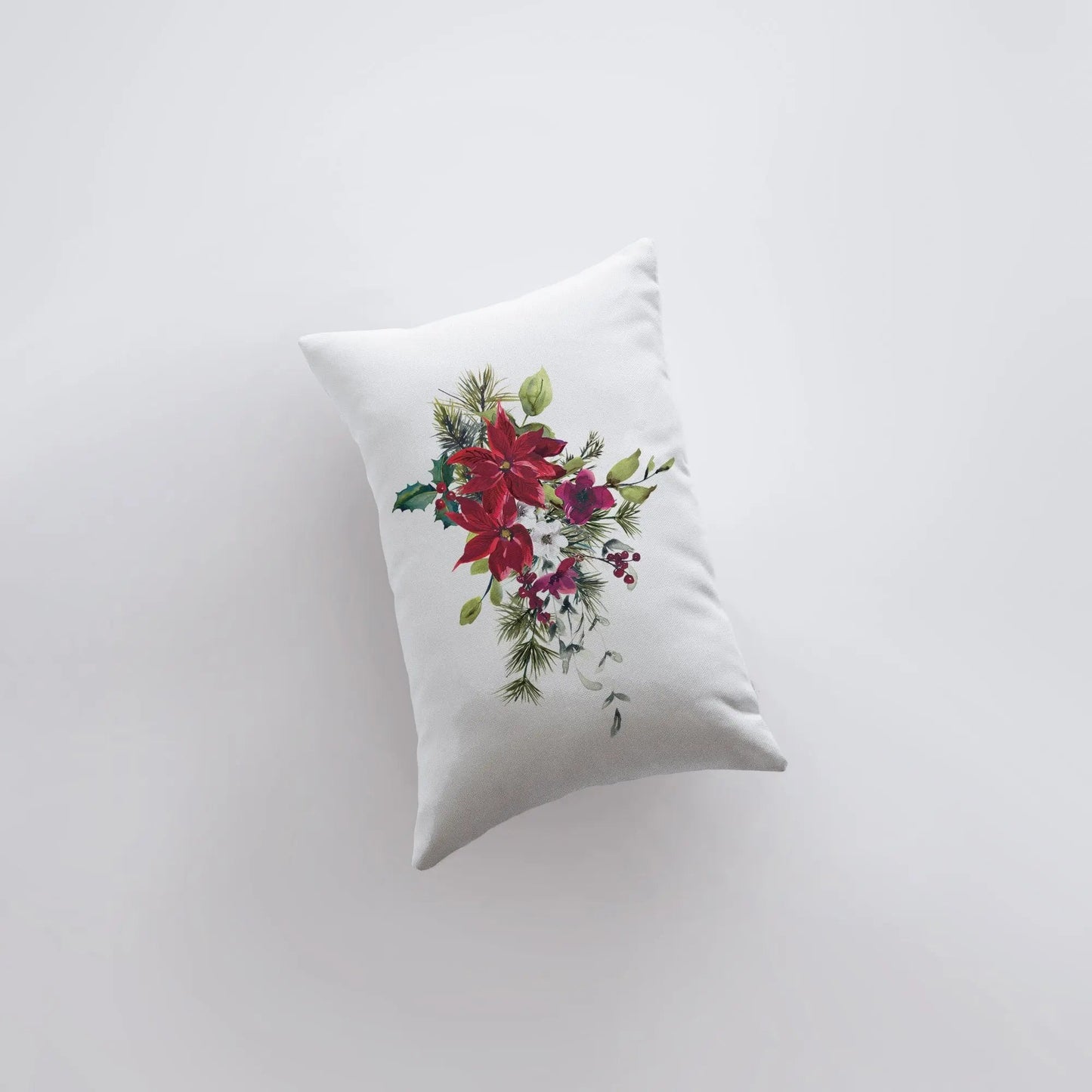 Christmas Poinsettia Throw Pillow