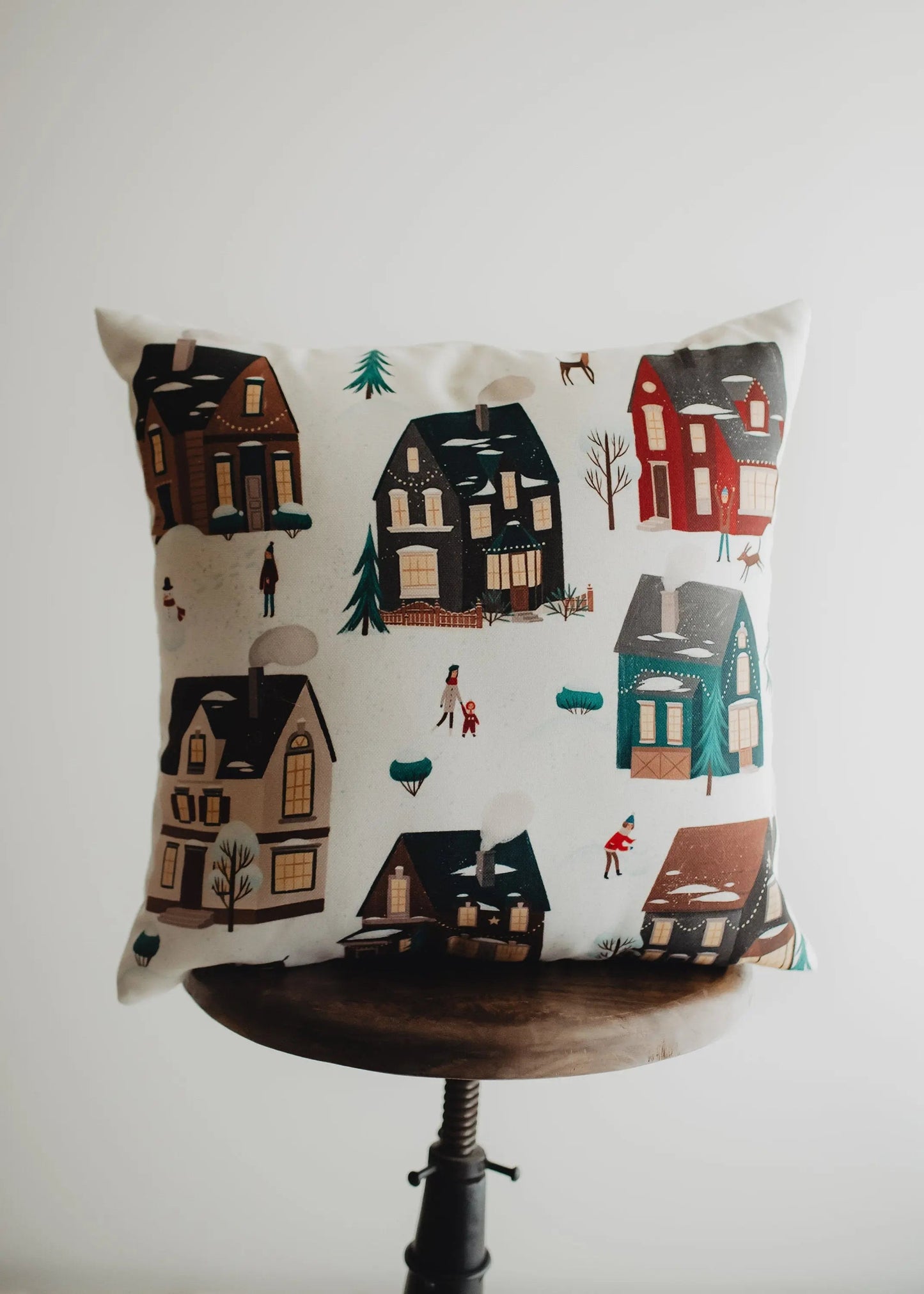 Christmas Village Houses Throw Pillow