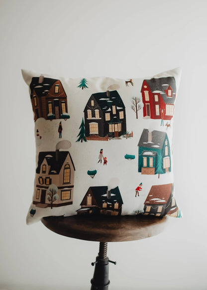 Christmas Village Houses Throw Pillow