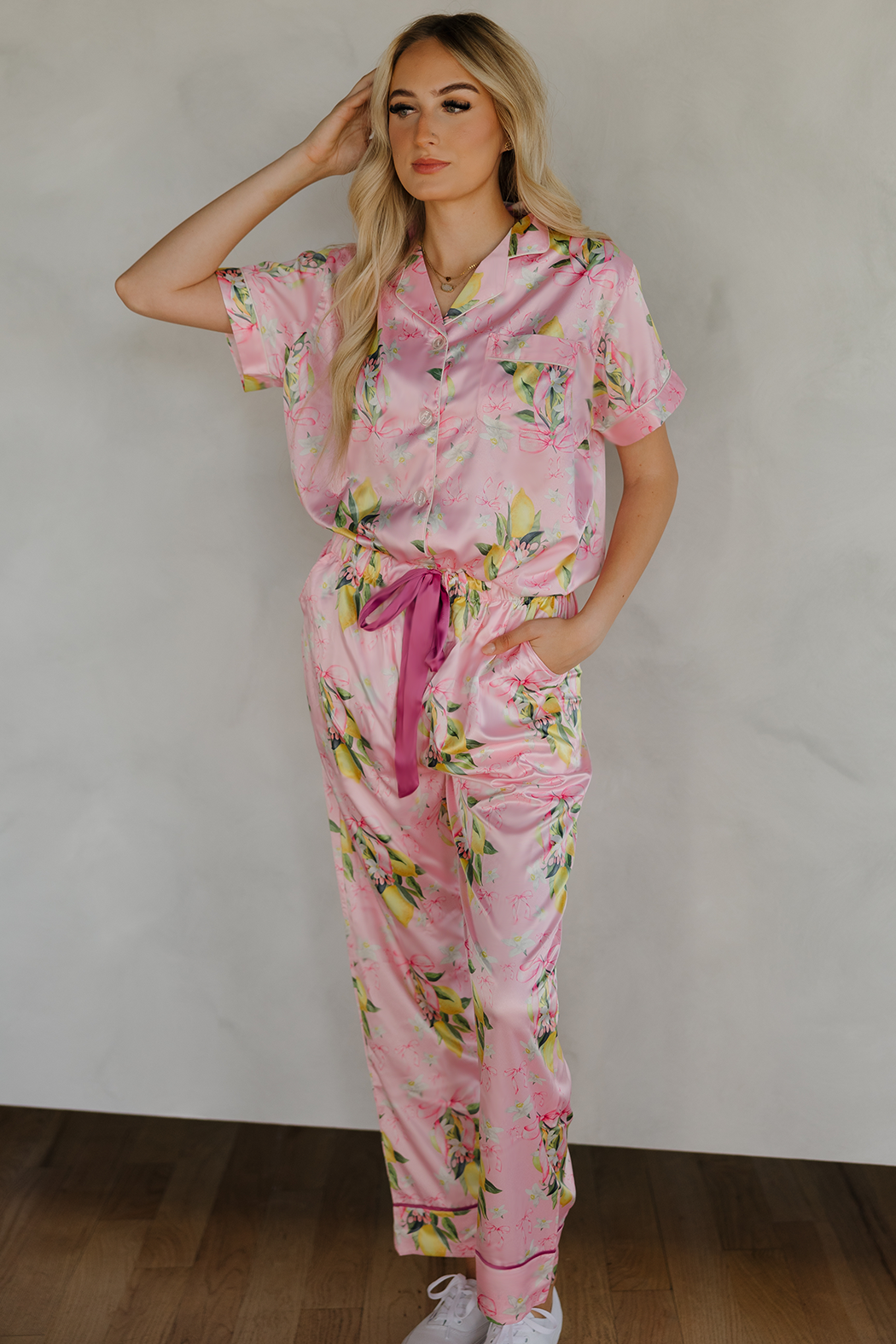 Citrine Coquette Ribbon Pajama Pants Set by Spikes and Seams