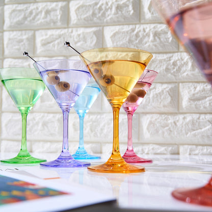 Colored Martini Glasses 8oz Set of 6