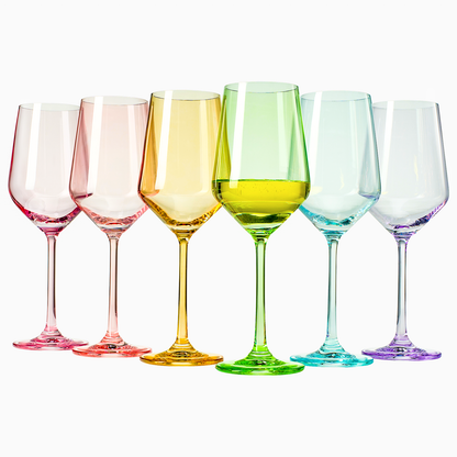 Colored Crystal Wine Glass Set of 6