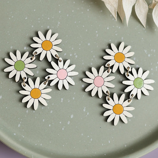 Colorful Daisy Chain Earrings by LE CHIC MIAMI