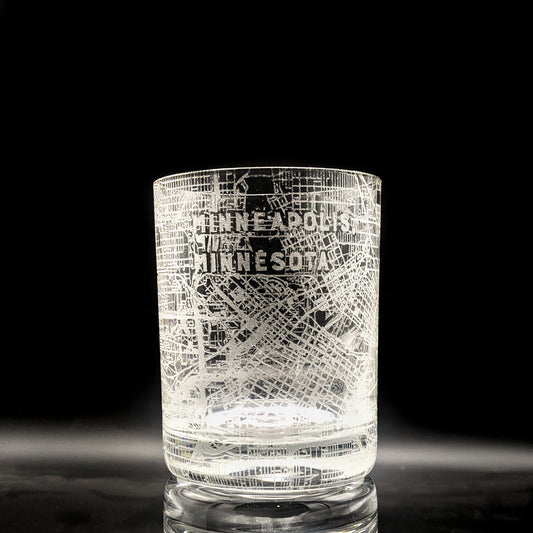 Minneapolis, MN Map Whiskey Glass