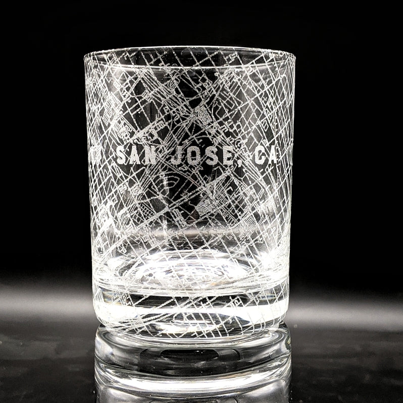 San Jose, CA Map Whiskey Glass