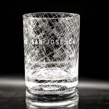 San Jose, CA Map Whiskey Glass