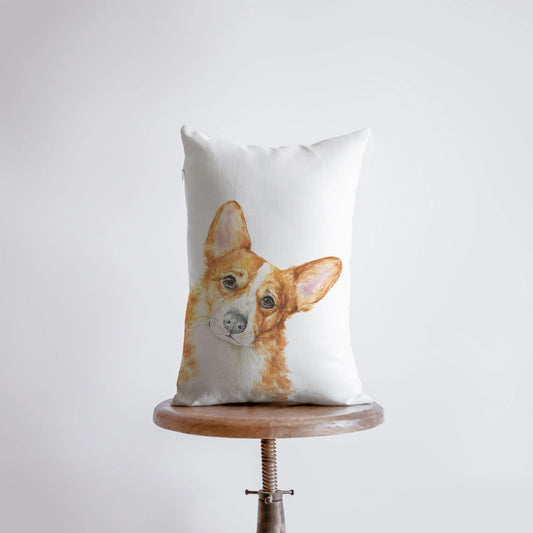 Watercolor Corgi Throw Pillow