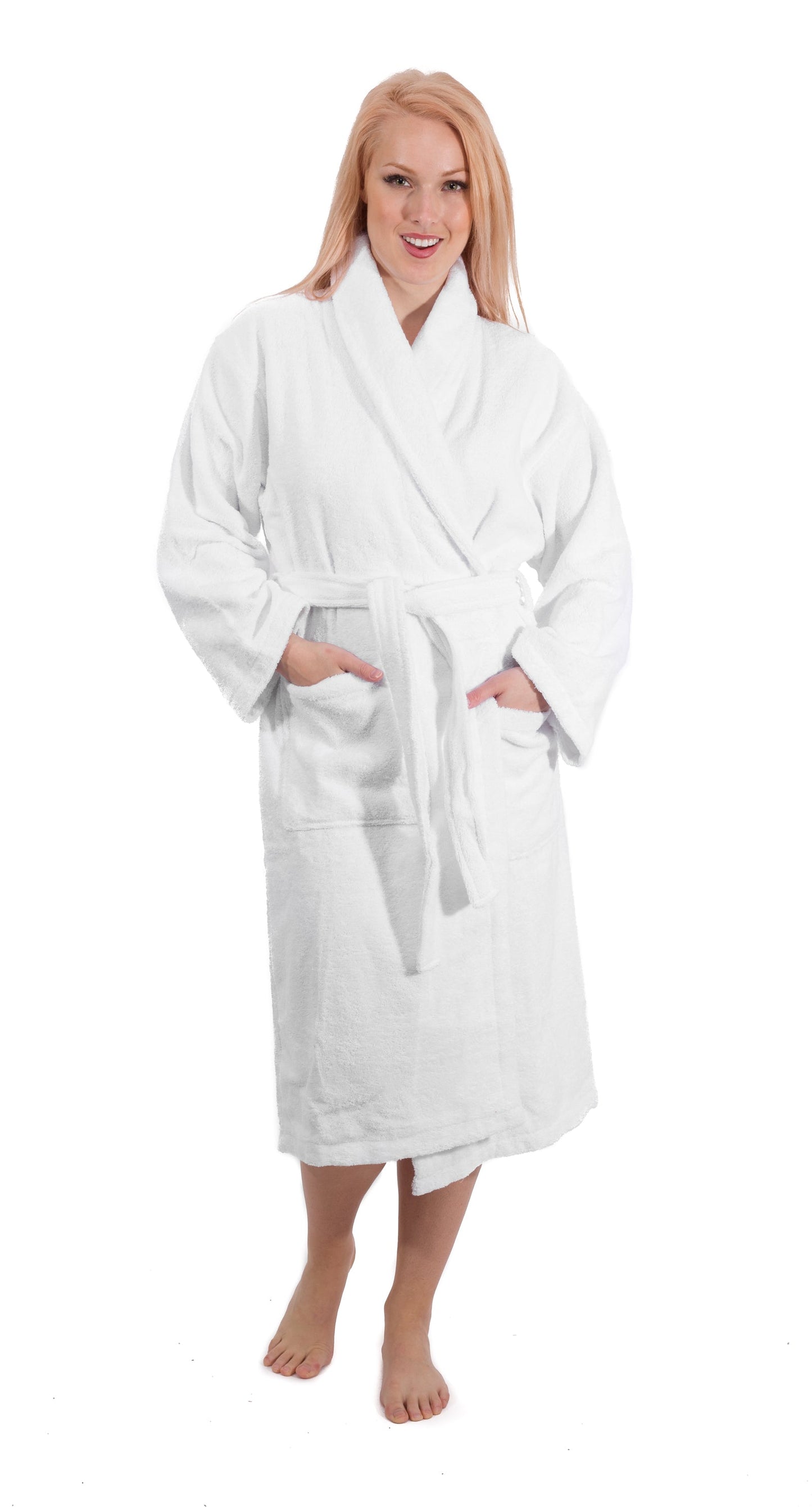 White Waffle Terry Turkish Cotton Bathrobe by Classic Turkish Towels