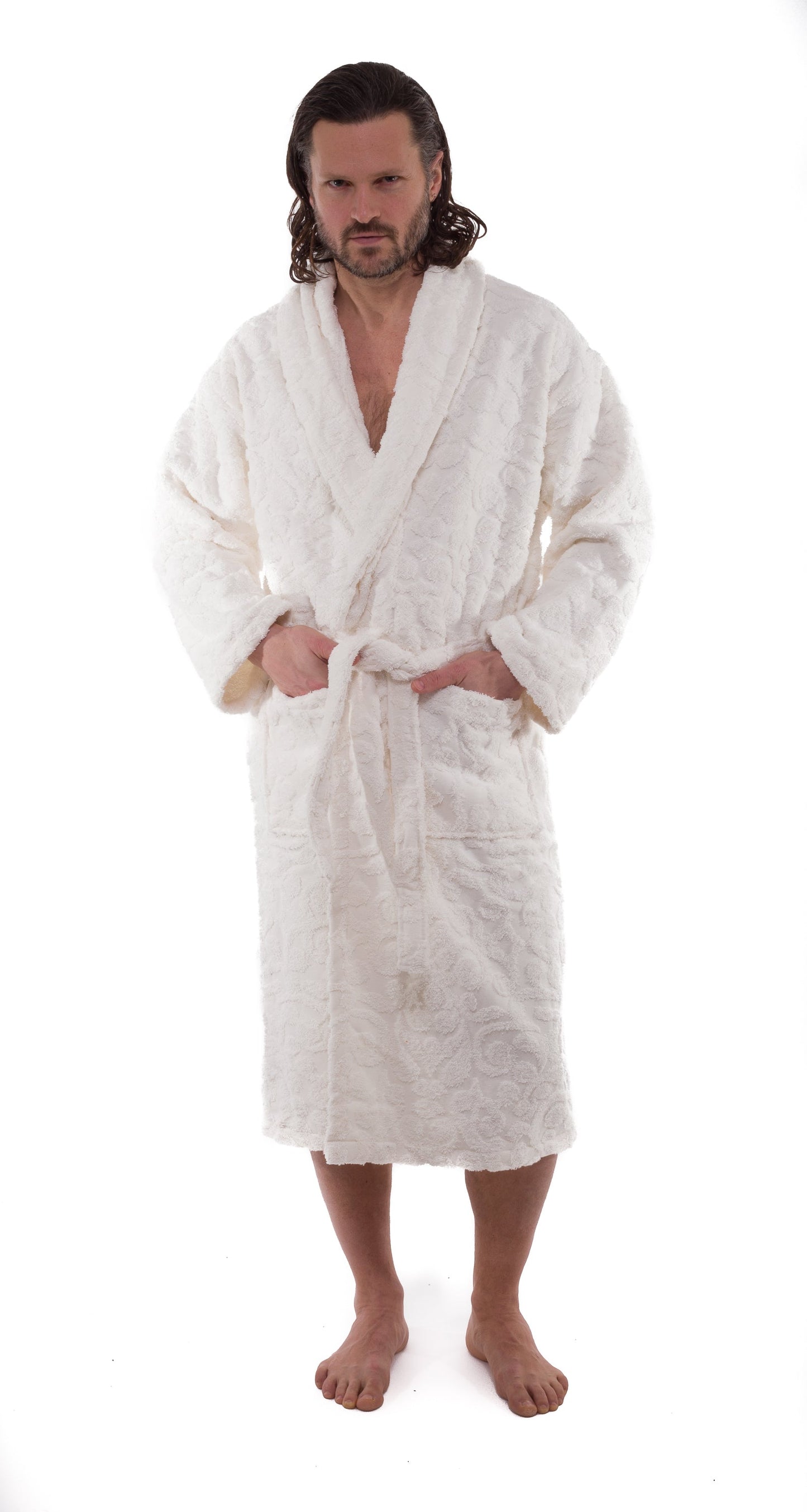 White Waffle Terry Turkish Cotton Bathrobe by Classic Turkish Towels