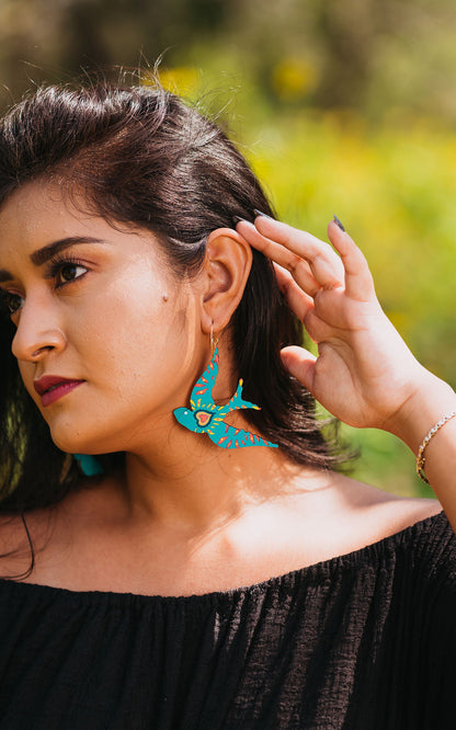 Turquoise Sparrow Hoops by LE CHIC MIAMI