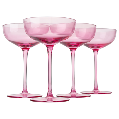 Blush Pink Coupe Glasses 7oz Set of 4